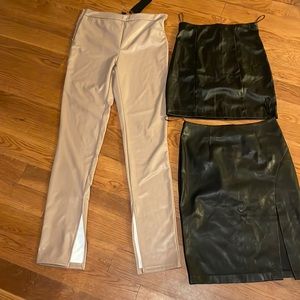 3 Pleather bottoms size medium and large bundle$25